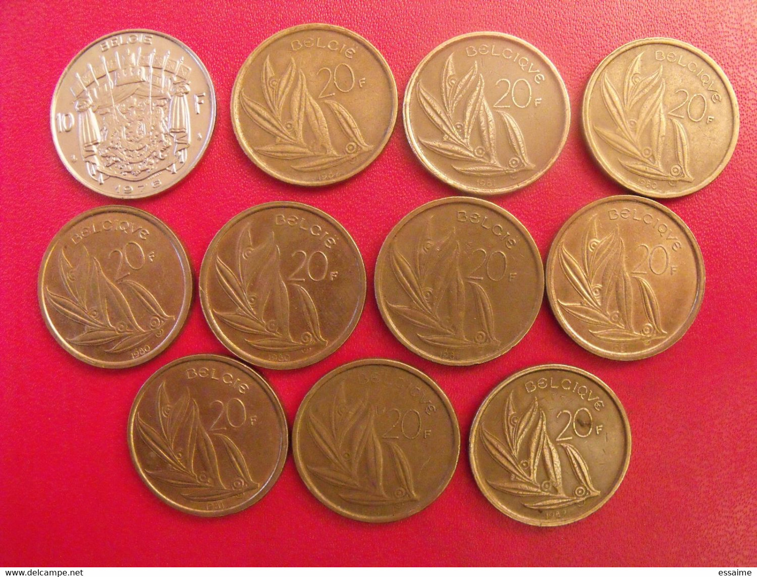 Belgique Belgie. Lot De 11 Pièces : 10 Francs 1976 Et 10x 20 Francs 1951-1993 - 20 Frank