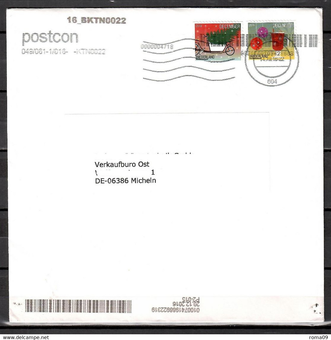 Niederlande, MiNr. 3544 + 3545; Dezembermarken, Auf Brief Nach Deutschland; C-37 - Unclassified