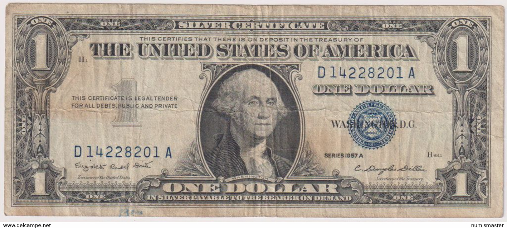 1 DOLLAR , SILVER CERTIFICATE SERIES 1957 A - Certificaten Van Zilver (1928-1957)