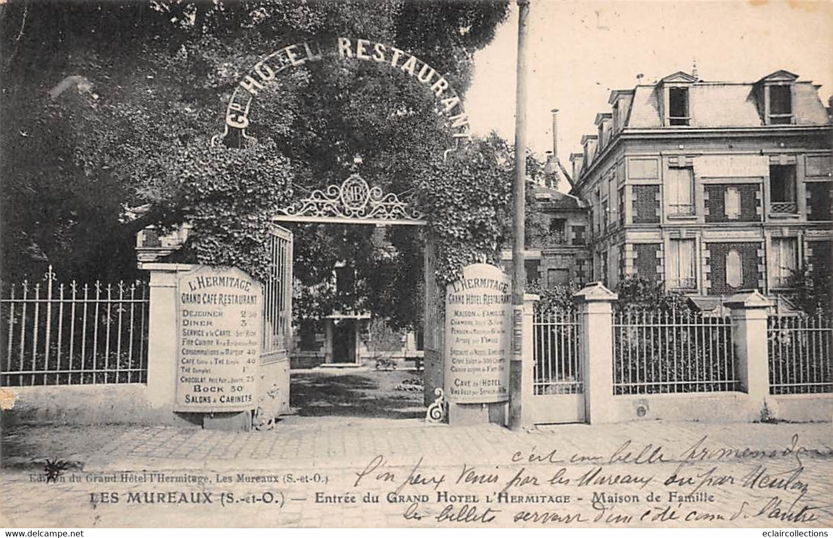 Les Mureaux           78       Entrée Du Grand Hôtel L'Hermitage . Pension De Famille    (voir Scan) - Les Mureaux