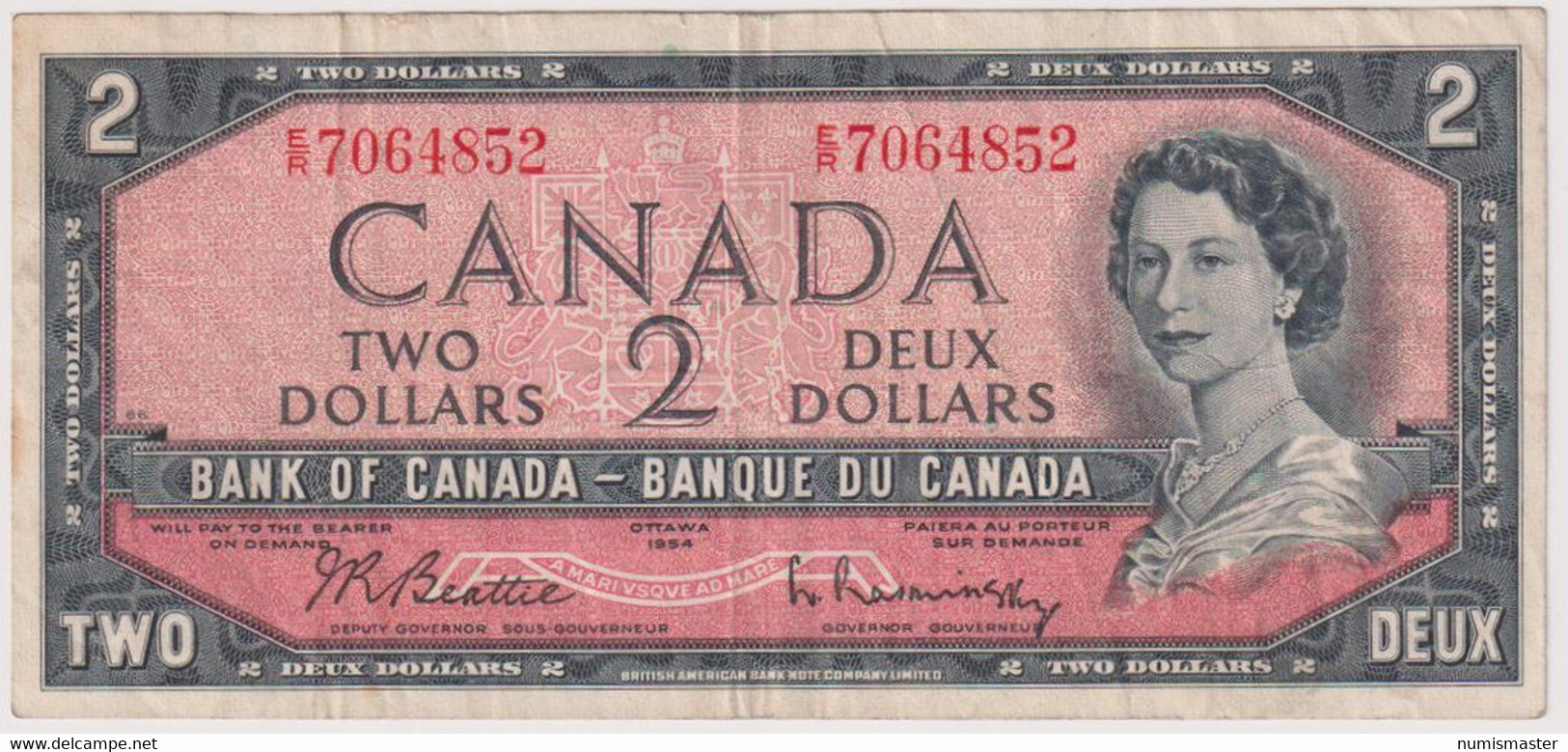 CANADA 2 DOLLARS SERIES 1954 , SIGN . BAETTIE - RASMINSKY - Kanada