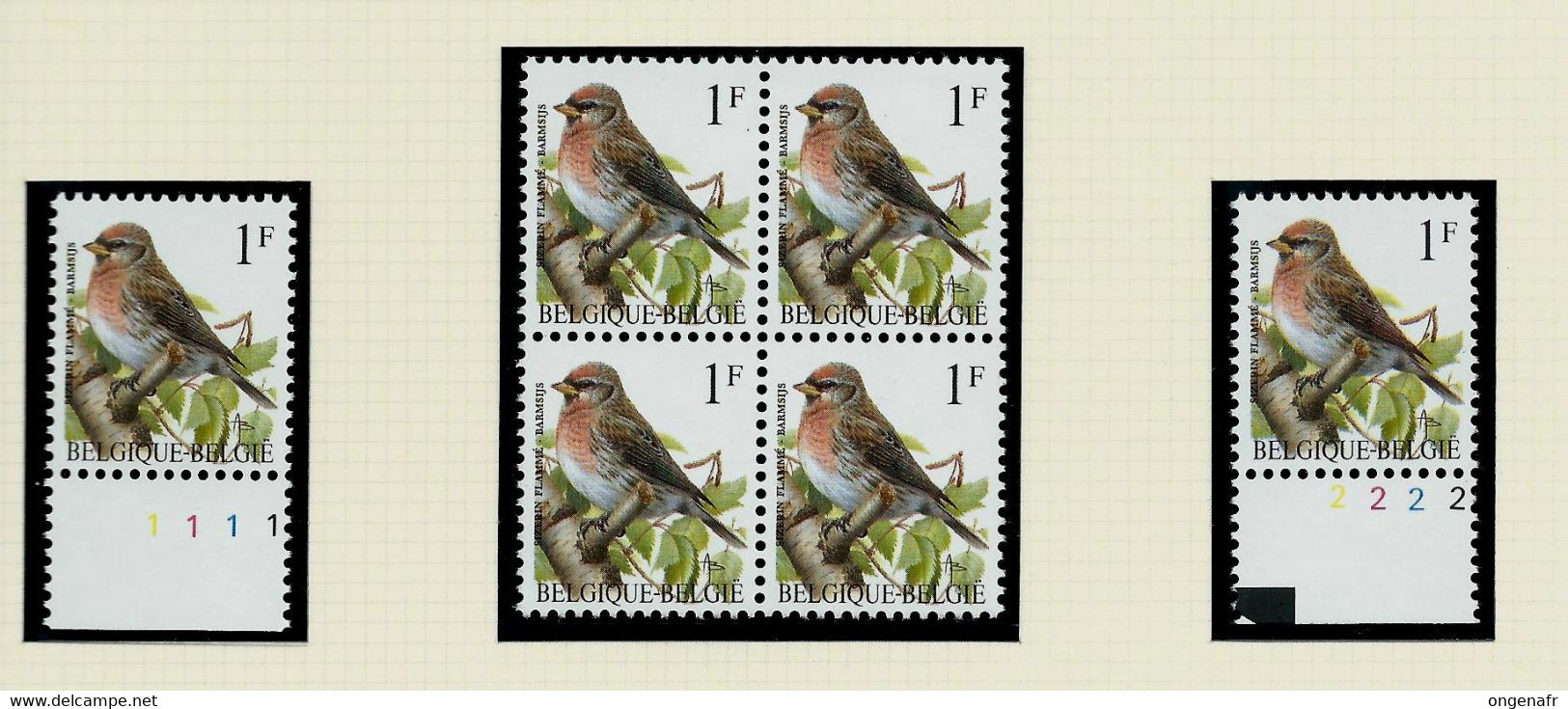 N° 2457 Sizerin Flammé (**)  Gomme Blanche P 6a  1 Bloc De 4 - N° Pl. 1 Et 2  Et 4 Timbres - 1985-.. Birds (Buzin)