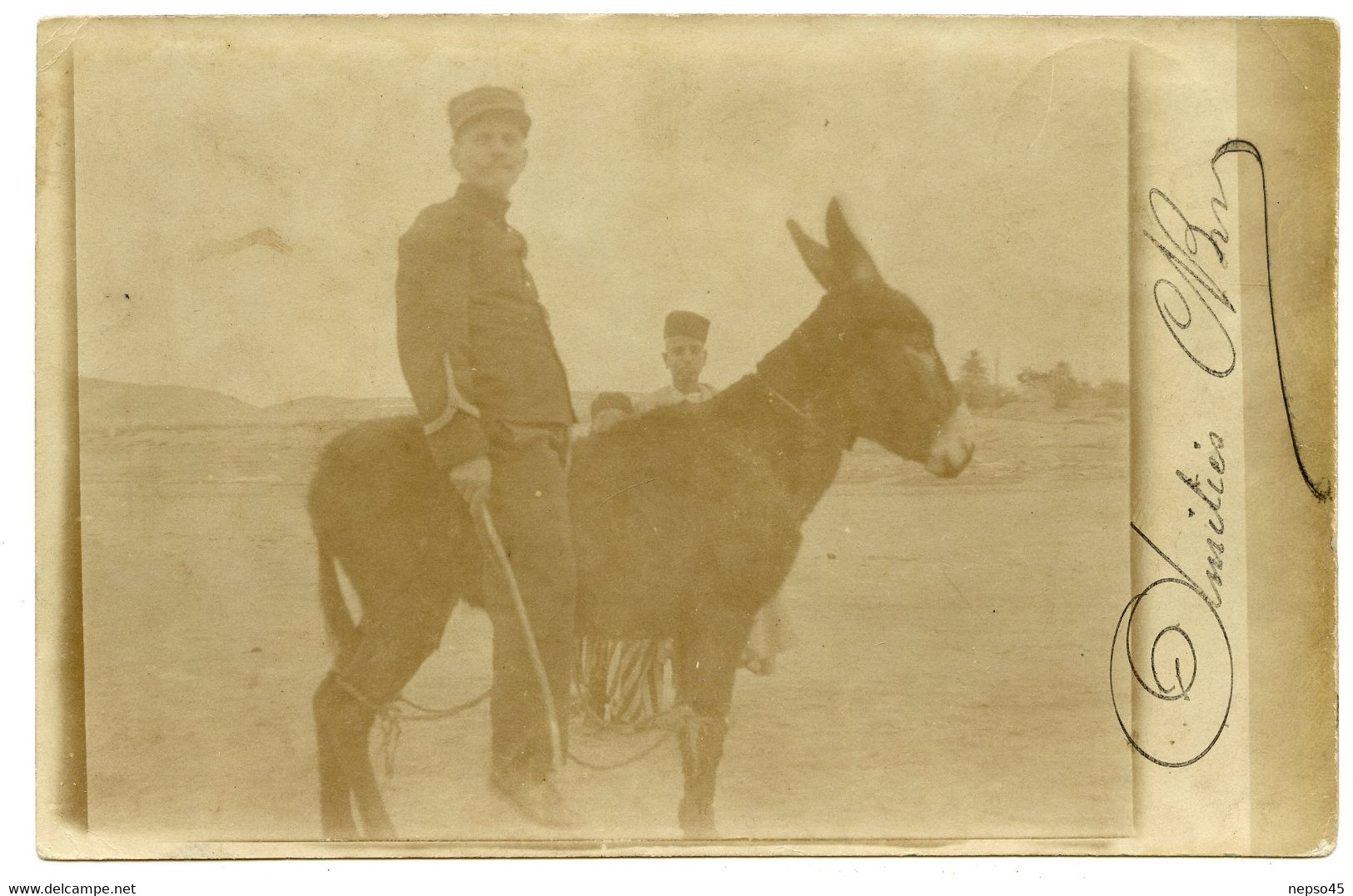 Protectorat Français De Tunisie.Régence De Tunis.colonie Française.carte Photo.sous-officier Français Sur Son âne. - Non Classificati