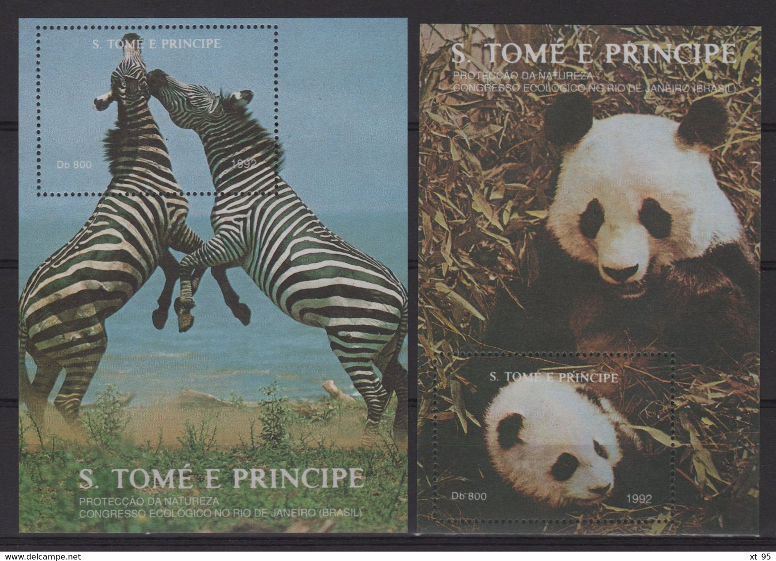 Sao Tome Et Principe - BF 126-127 - Faune - Zebre Panda - Cote 25€ - ** Neuf Sans Charniere - Sao Tome And Principe