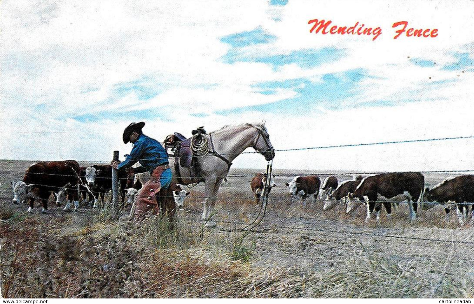 [DC12511] CPA - KANSAS - MENDING FENCE - Viaggiata 1959 - Old Postcard - Sonstige & Ohne Zuordnung