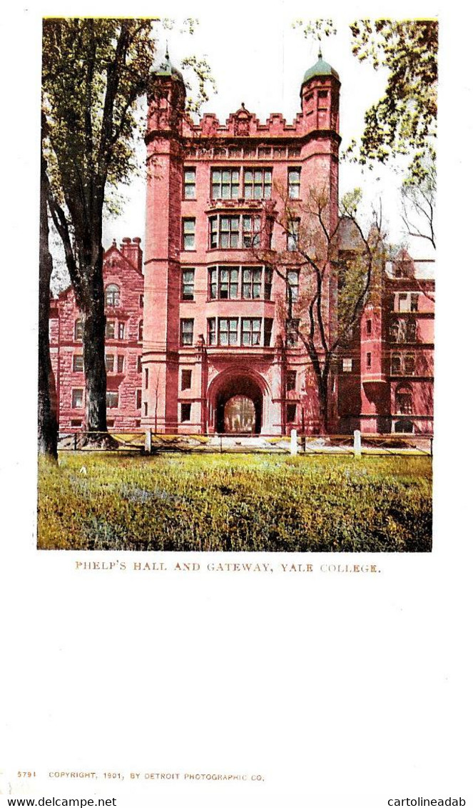 [DC12515] CPA - YALE COLLEGE - PHELP'S HALL AND GATEWAY - Non Viaggiata - Old Postcard - New Haven