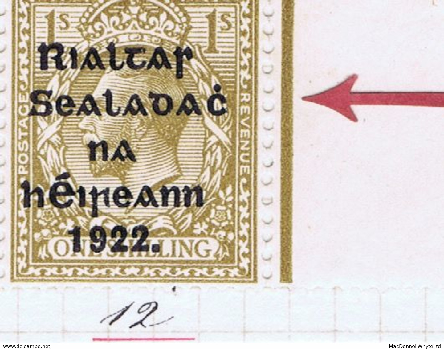 Ireland 1922 Thom Rialtas Blue-black Ovpt 1s Bistre-brown Var. Wide Sealadac Of Row 1/12, Plate 8 - Other & Unclassified