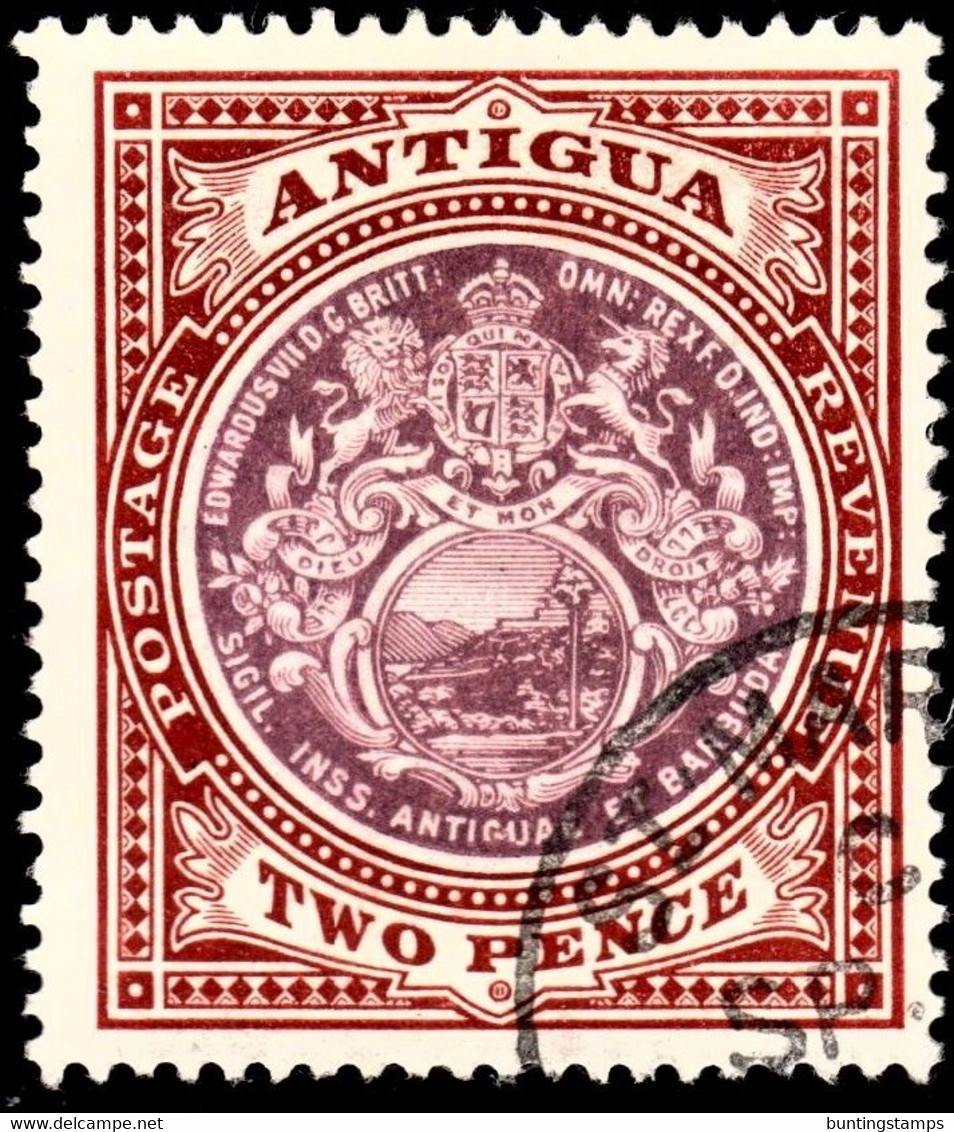 Antigua 1912 SG 45  2d Dull Purple And Brown   Wmk Crown CA    Perf 14   Used Cds Cancel - 1858-1960 Crown Colony