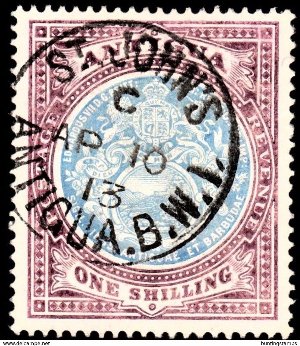 Antigua 1908 SG 49  1/= Blue And Dull Purple   Wmk Crown CA    Perf 14   Used Cds Cancel - 1858-1960 Kronenkolonie