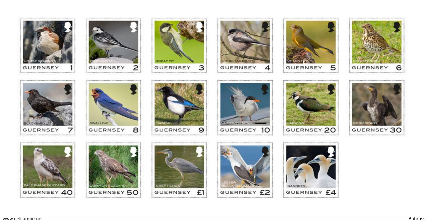 2021 Guernsey Birds, Set Of 17 Stamps, Guernsey, MNH - Guernsey