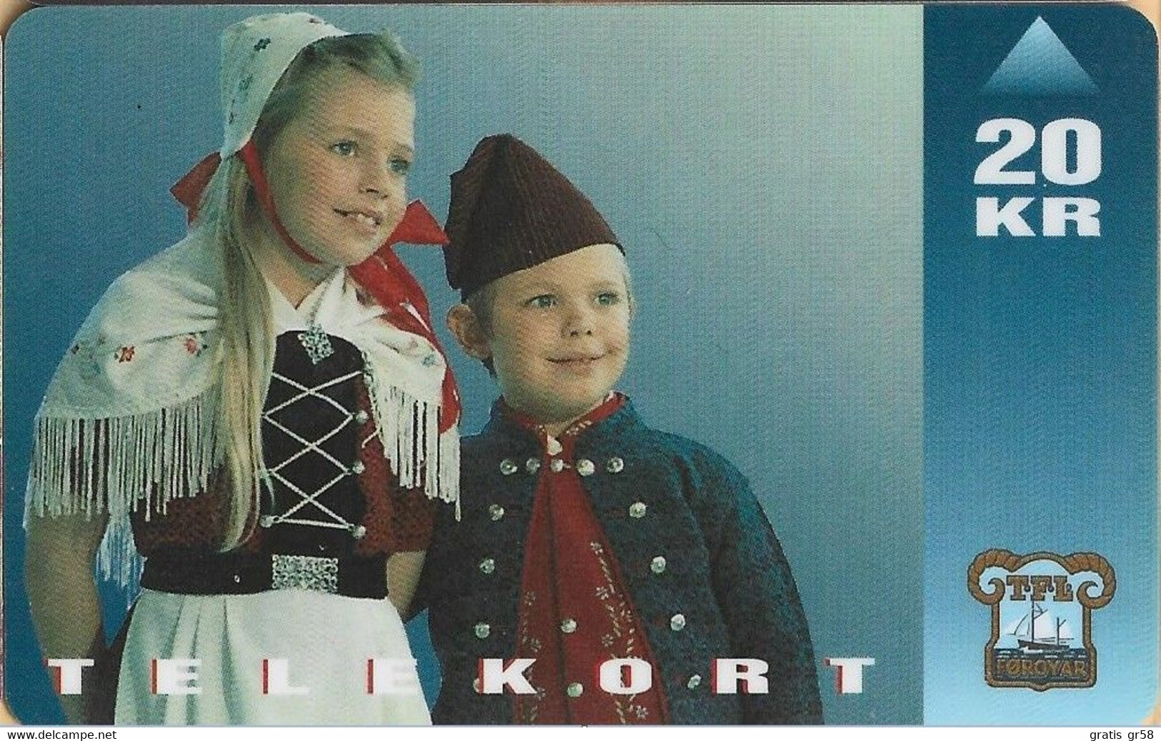 Faroe Isl. - FO-FOT-0009, National Costume, Children, 20 Kr, 15,000ex, 3/95, Used - Féroé (Iles)