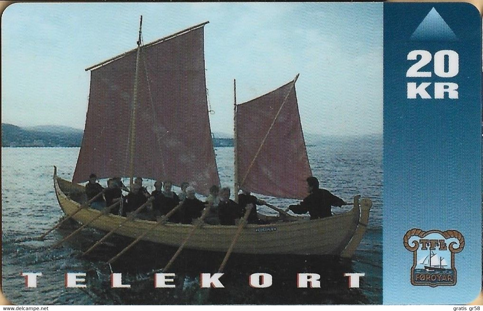 Faroe Isl. - FO-FOT-0011, Ship Type "seksæringur", Sailing Ship, 20 Kr, 80,000ex, 9/95, Used - Färöer I.