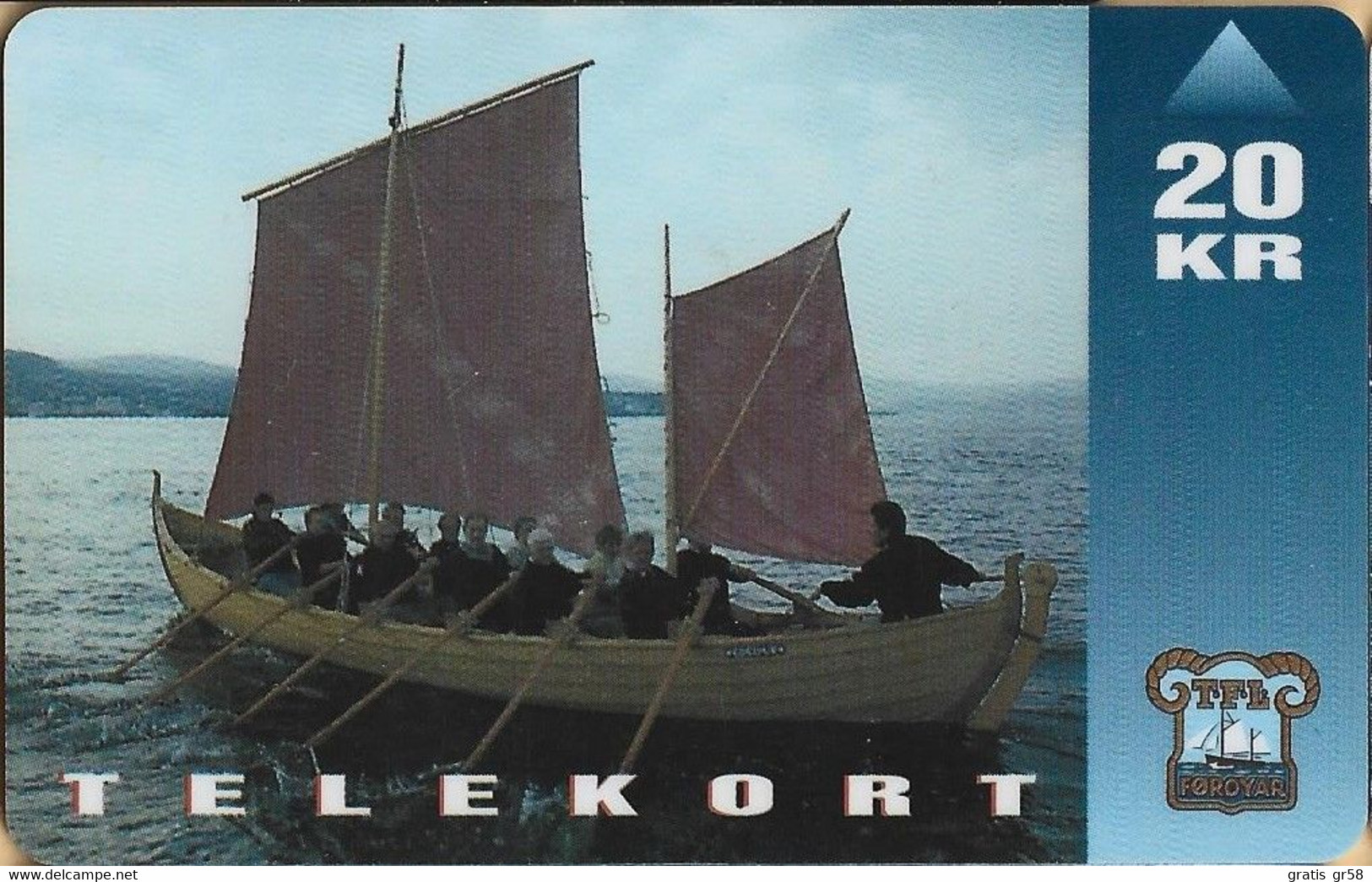 Faroe Isl. - FO-FOT-0011, Ship Type "seksæringur", Sailing Ship, 20 Kr, 80,000ex, 9/95, Used - Faroe Islands