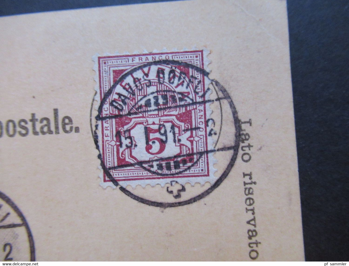 Schweiz 1891 Nr. 52 Als Zusatzfrankatur Auslandskarte Davos Dörfli - Mergelstetten Mit K1 Ank. Stempel - Storia Postale