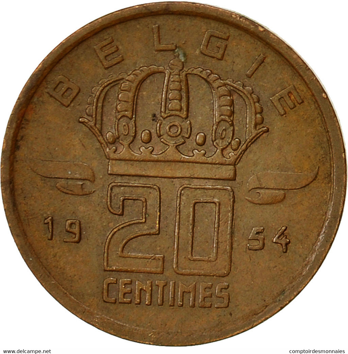 Belgique, 20 Centimes, 1954, TTB, Bronze, KM:147.1 - 20 Centimes