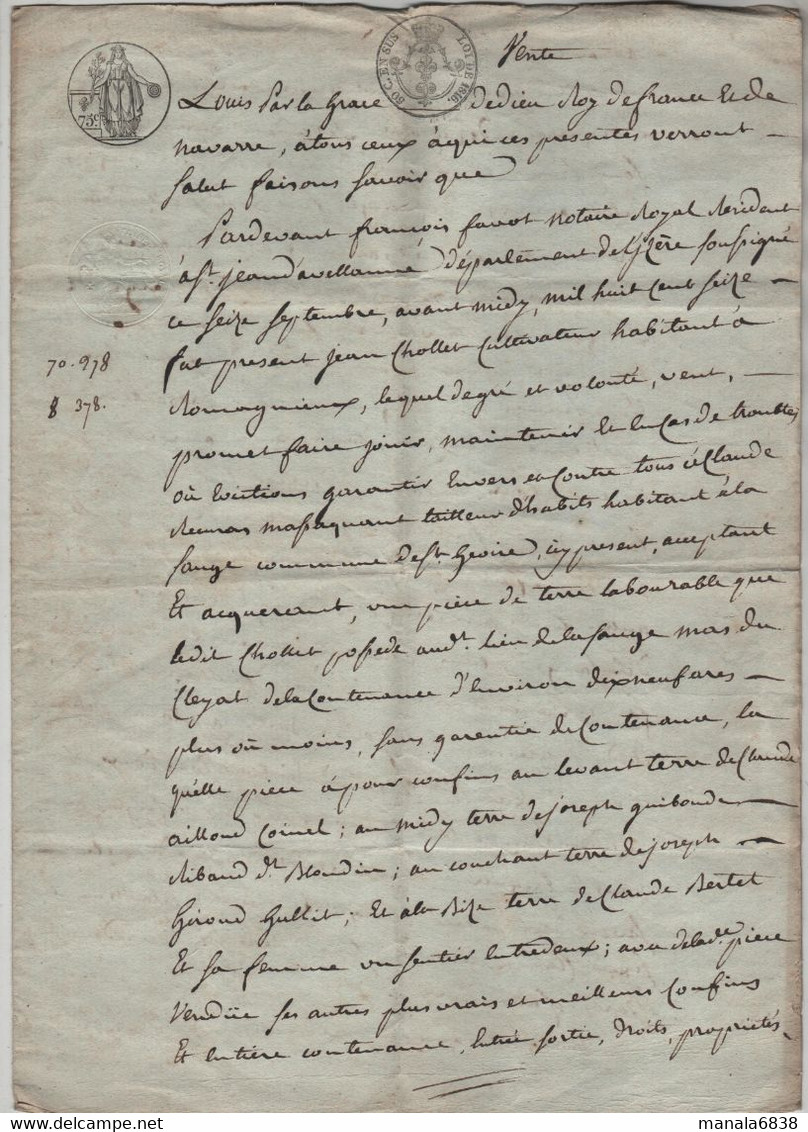 Acte 1816 Familles Chellet Chollet Romagnieux Recuras Massaquant Saint Geoire - Documents Historiques