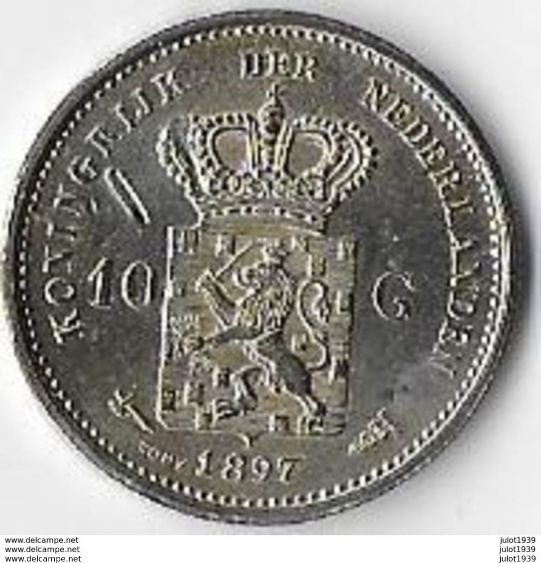 NEDERLAND ..-- COPY . 10 Gulden Plaqué OR ( Copy ) . WILHELMINA . Bien Regarder Les Scans !! - Monete D'Oro E D'Argento