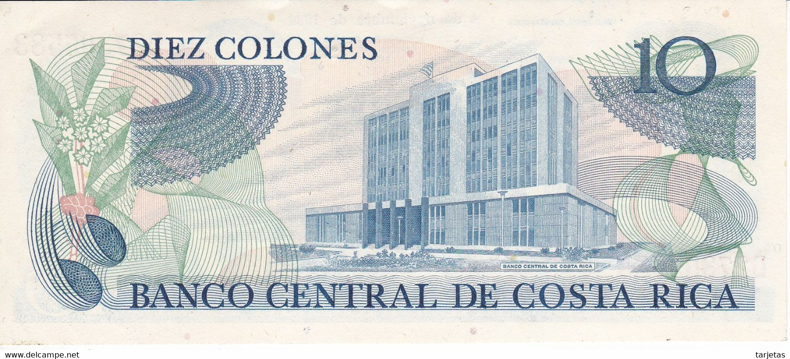 BILLETE DE COSTA RICA DE 10 COLONES DEL AÑO 1982  SIN CIRCULAR  (BANKNOTE) UNCIRCULATED - Costa Rica