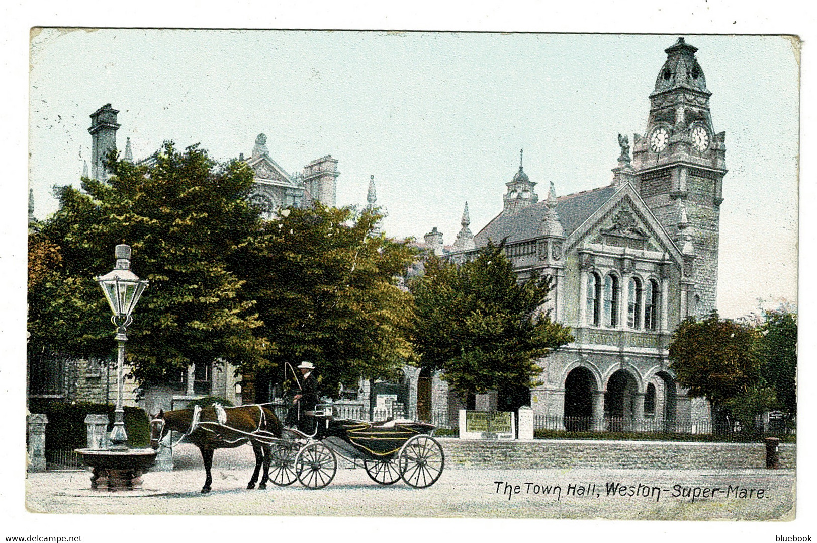 Ref 1460 - 1907 Wrench Postcard - Horse & Cart Outside The Town Hall Weston-Super-Mare - Weston-Super-Mare
