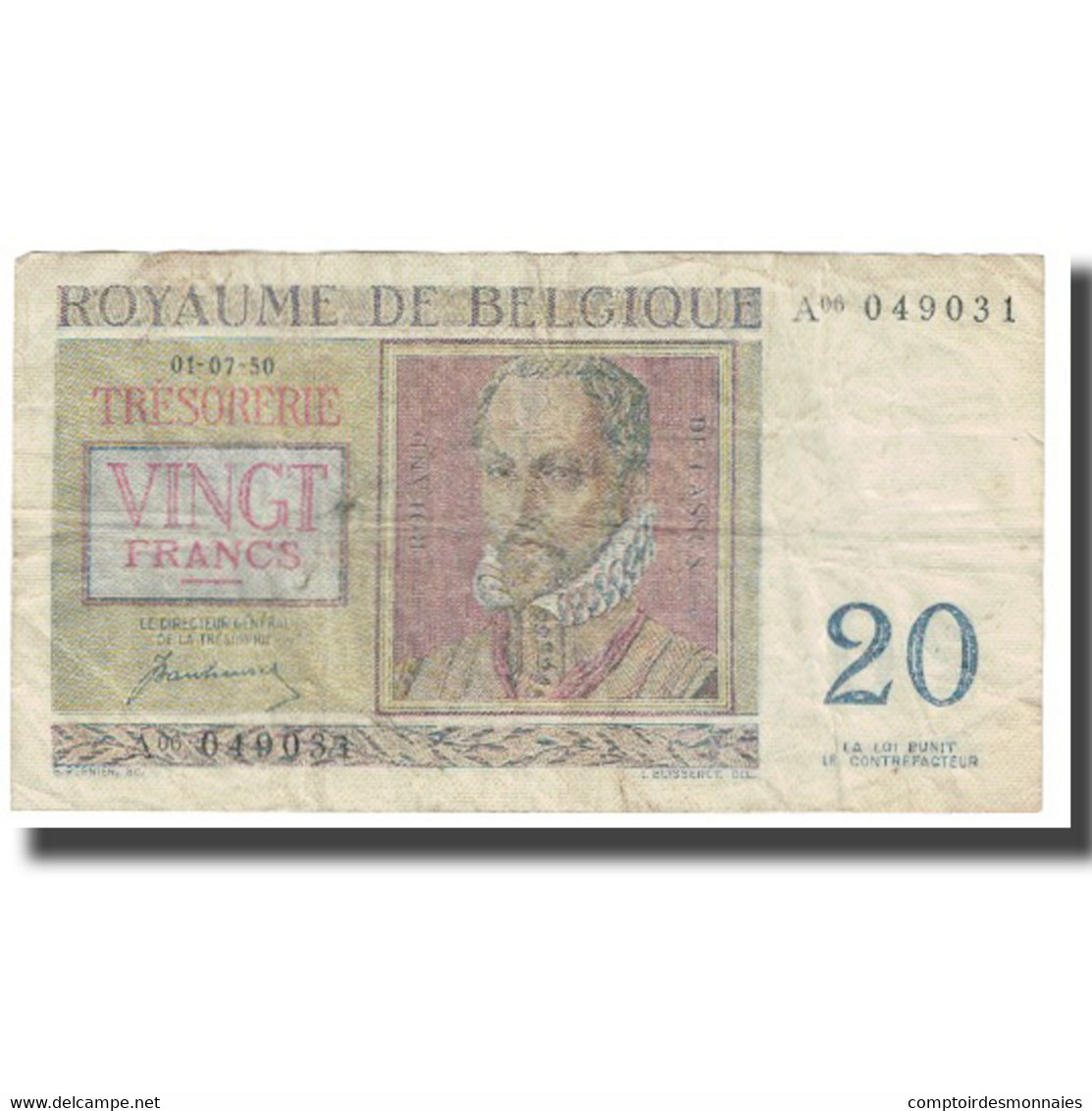 Billet, Belgique, 20 Francs, 1950, 1950-07-01, KM:132a, TB - 20 Francos