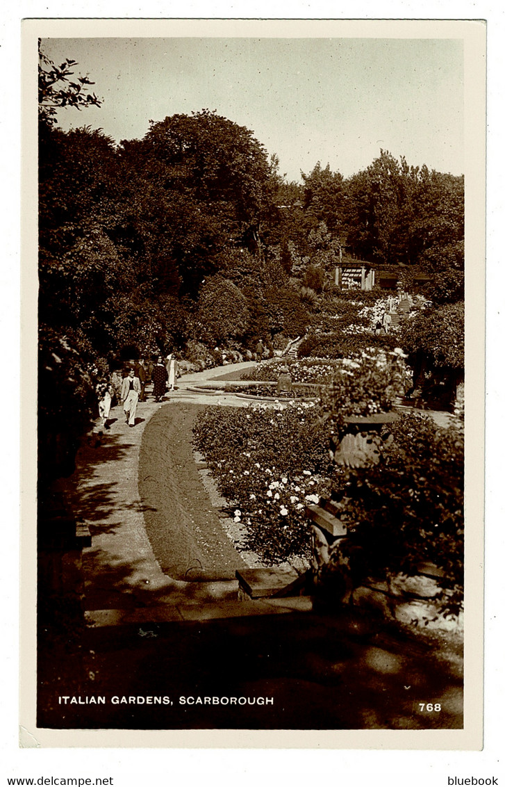 Ref BB 1461  -  1937 Real Photo Postcard - Italian Gardens - Scarborough Yorkshire - Scarborough