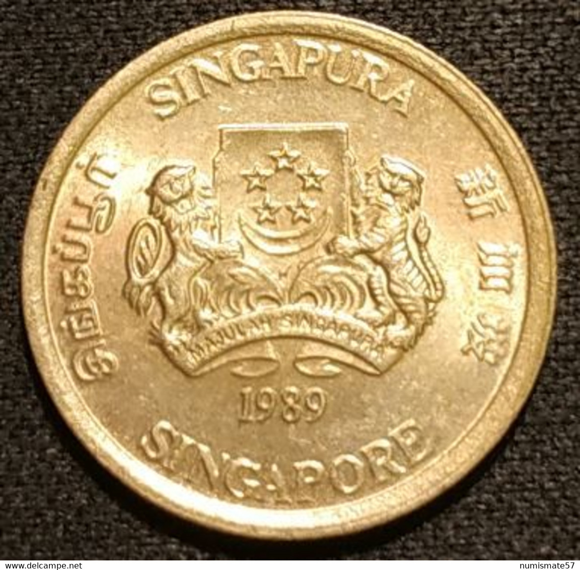 SINGAPOUR - SINGAPORE - 5 CENTS 1989 - KM 50 - ( Blason Haut ) - Singapore