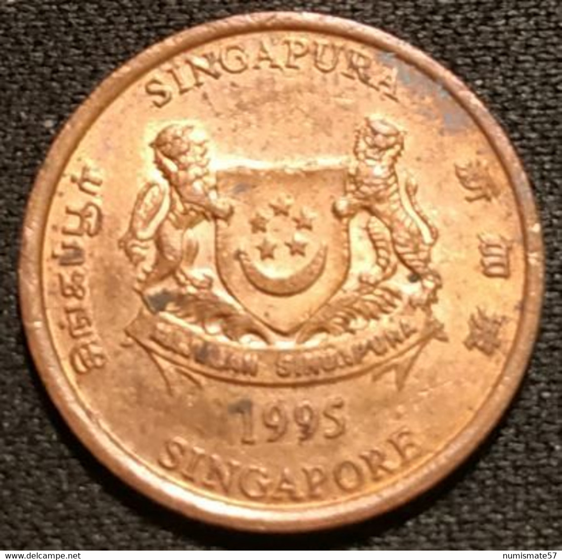 SINGAPOUR - SINGAPORE - 1 CENT 1995 - KM 98 - ( Blason Bas ) - Singapour