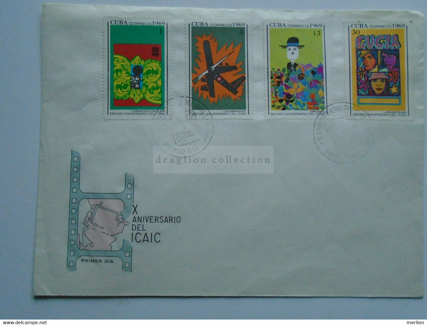 ZA347.6  CUBA   FDC    1969   Cancel  La Habana   FDC   - X Aniversario Del ICAIC - Lettres & Documents