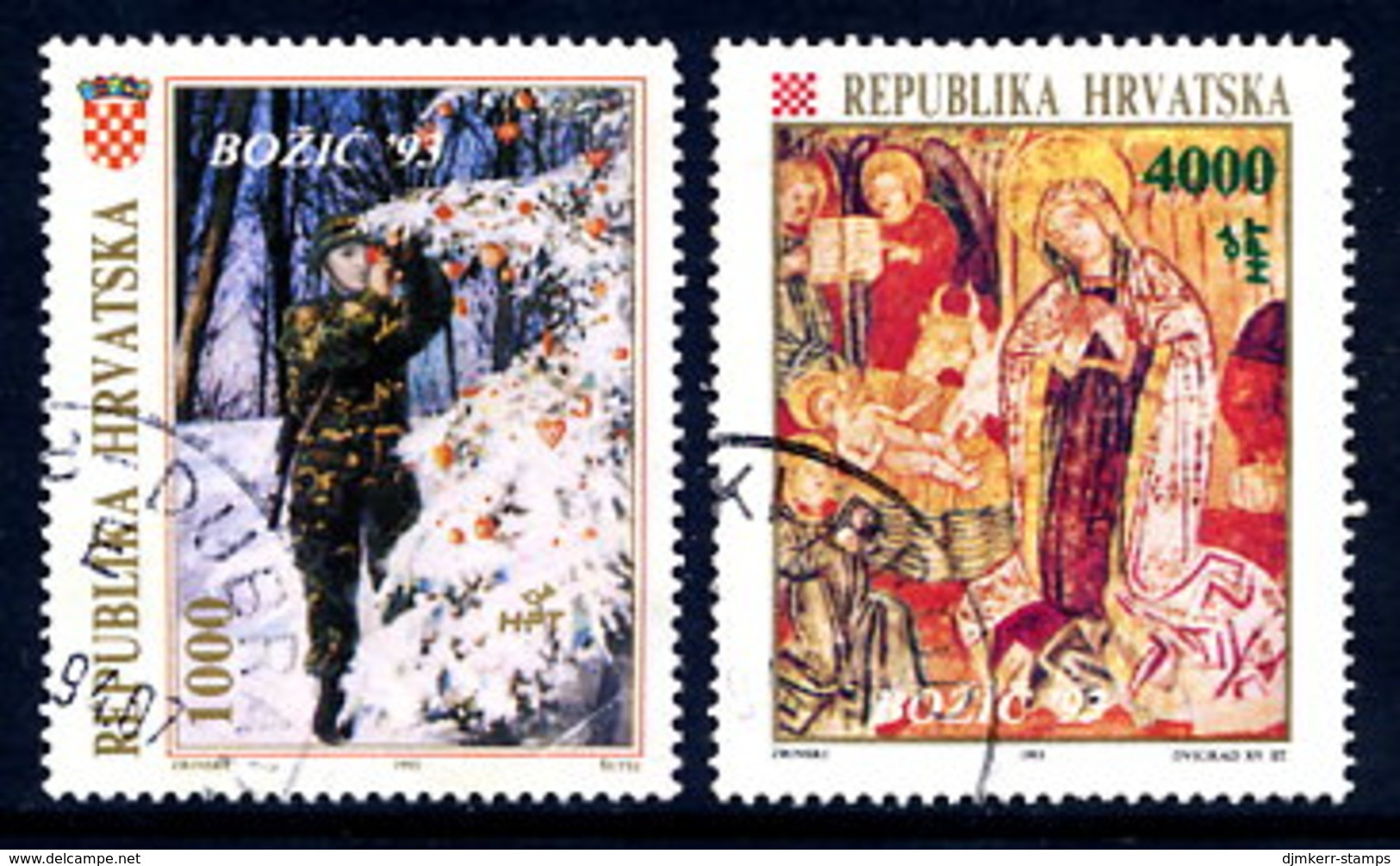 CROATIA 1993 Christmas Used.  Michel 261-62 - Kroatien