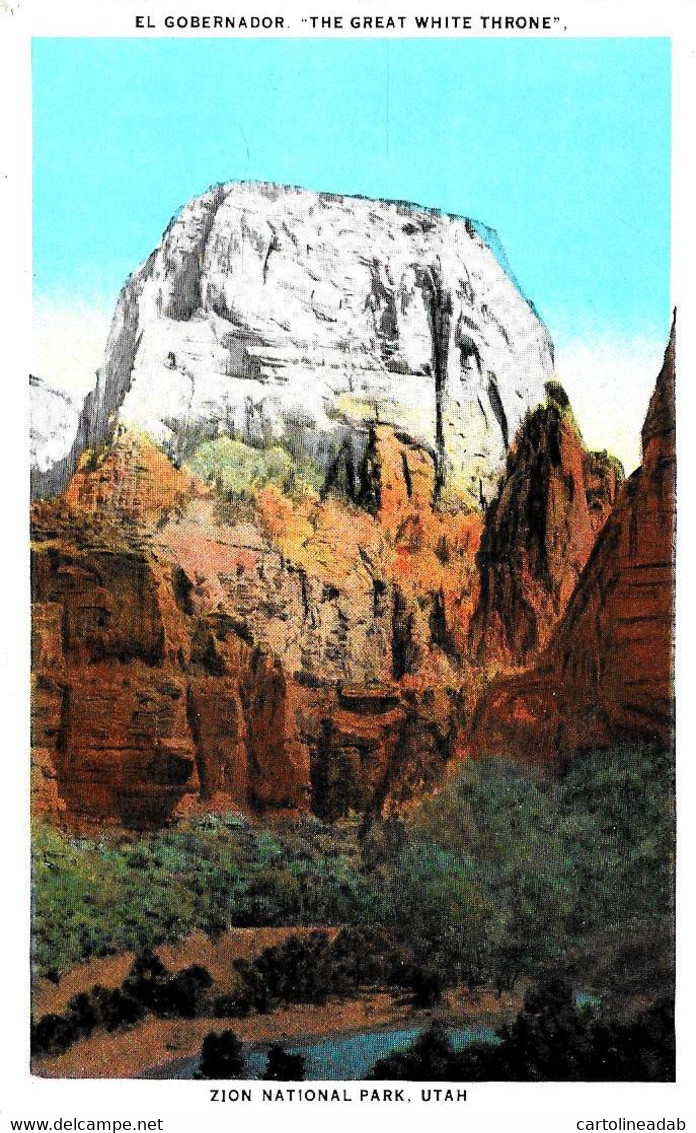[DC12518] CPA - UTAH - ZION NATIONAL PARK - EL GOBERNADOR - THE GREAT WHITE THRONE - Non Viaggiata - Old Postcard - Zion