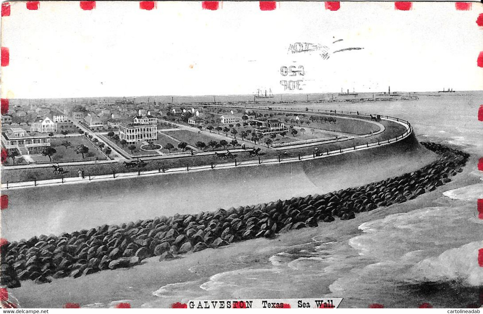 [DC12520] CPA - TEXAS - GALVESTON - SEA WALL - Non Viaggiata - Old Postcard - Galveston