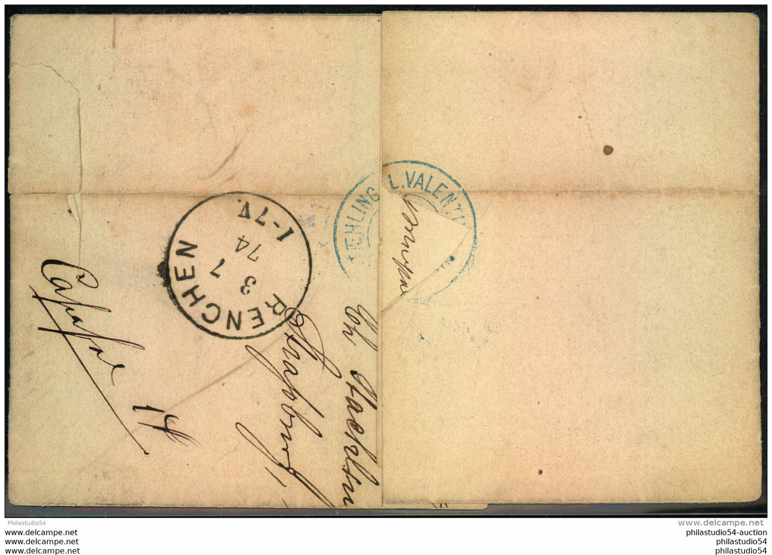 STRASSBURG I. ELS. BHF., 1874, Auf Faltbrief Nach Baden. - Maschinenstempel (EMA)