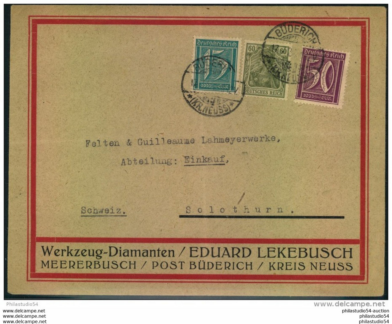 1923, Firmen-Werbebrief,  Reklame, Ab MEERBUSCH BÜDERICH, Werkzeug-Diamanten - Altri & Non Classificati