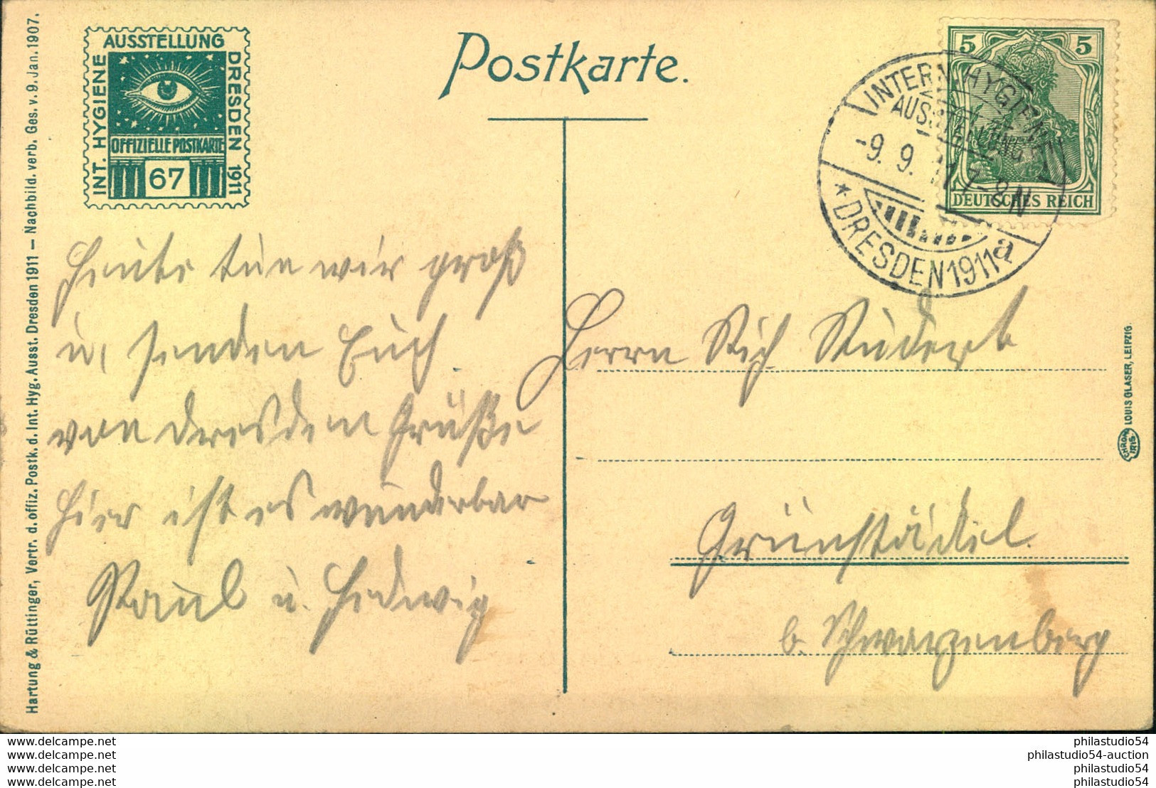 1911, DRESDEN INTERNATIONALE AUSSTELLUNG, Sonderstempel Auf Ausstellungskarte - Franking Machines (EMA)