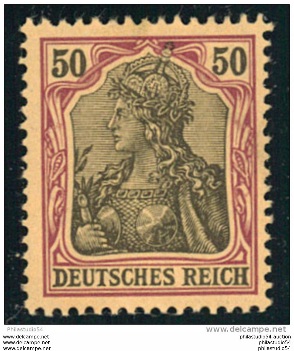 1902, 50 Pfg. Germania Ohne Wasserzeichen Postfrisch, Mini Zahnbug Oben. (Michel 300,-) - Neufs