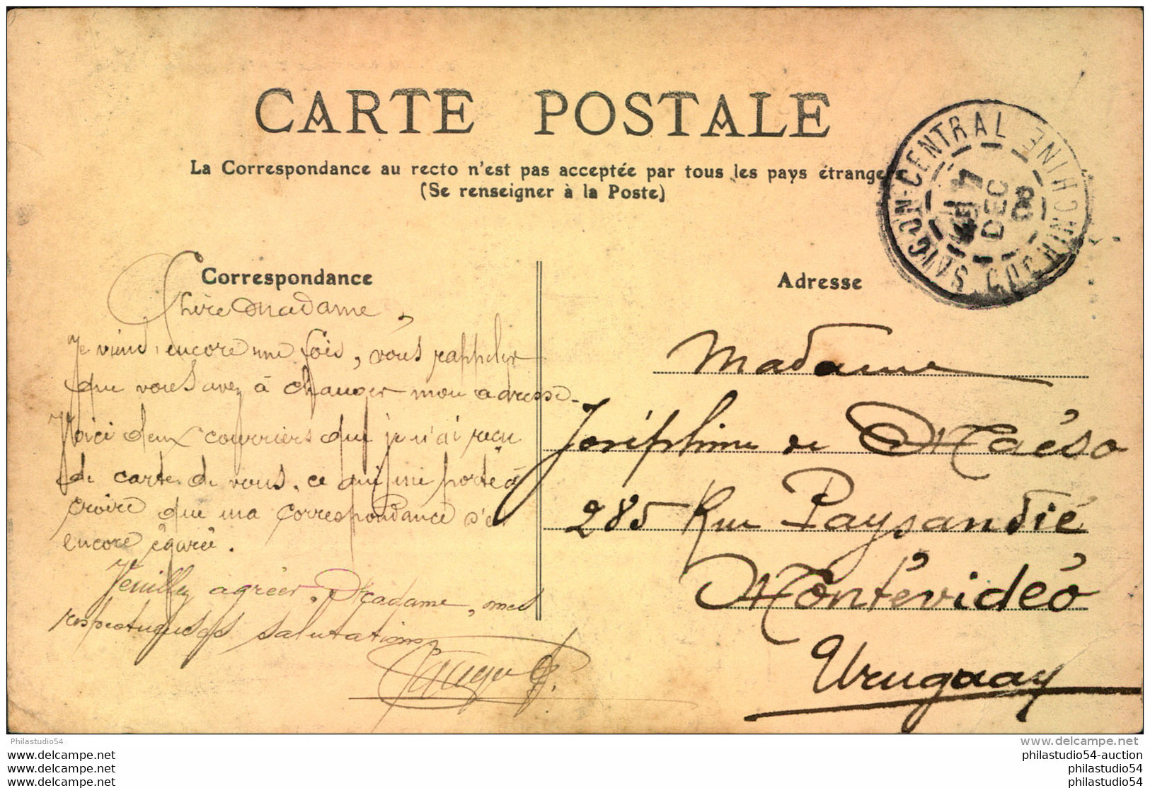 1906, Ppc ""Caserne De L&acute;lnfanterie Coloniale""from SAIGON CENTRAL - Otros & Sin Clasificación