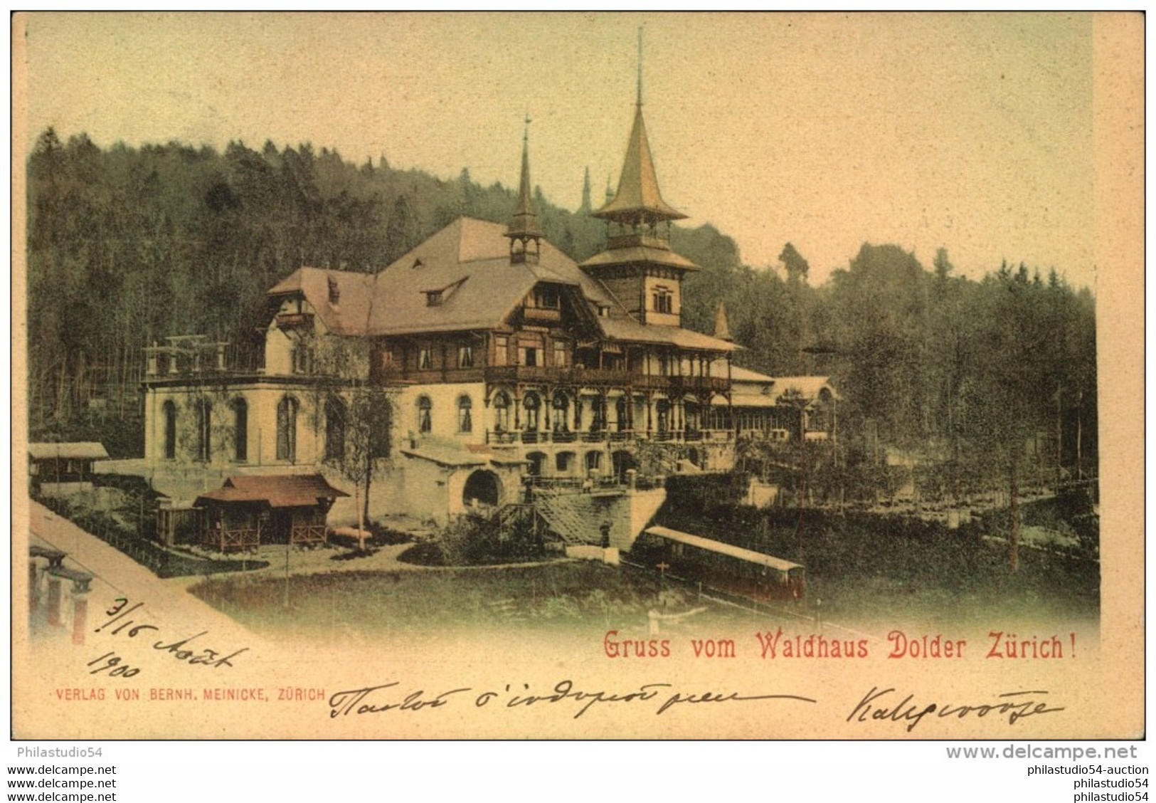 ZÜRICH, Gruss Vom Waldhaus Dolder, Gelaufen 1900, 10 Rp UPU, AMBULANT No. 21 - Wald