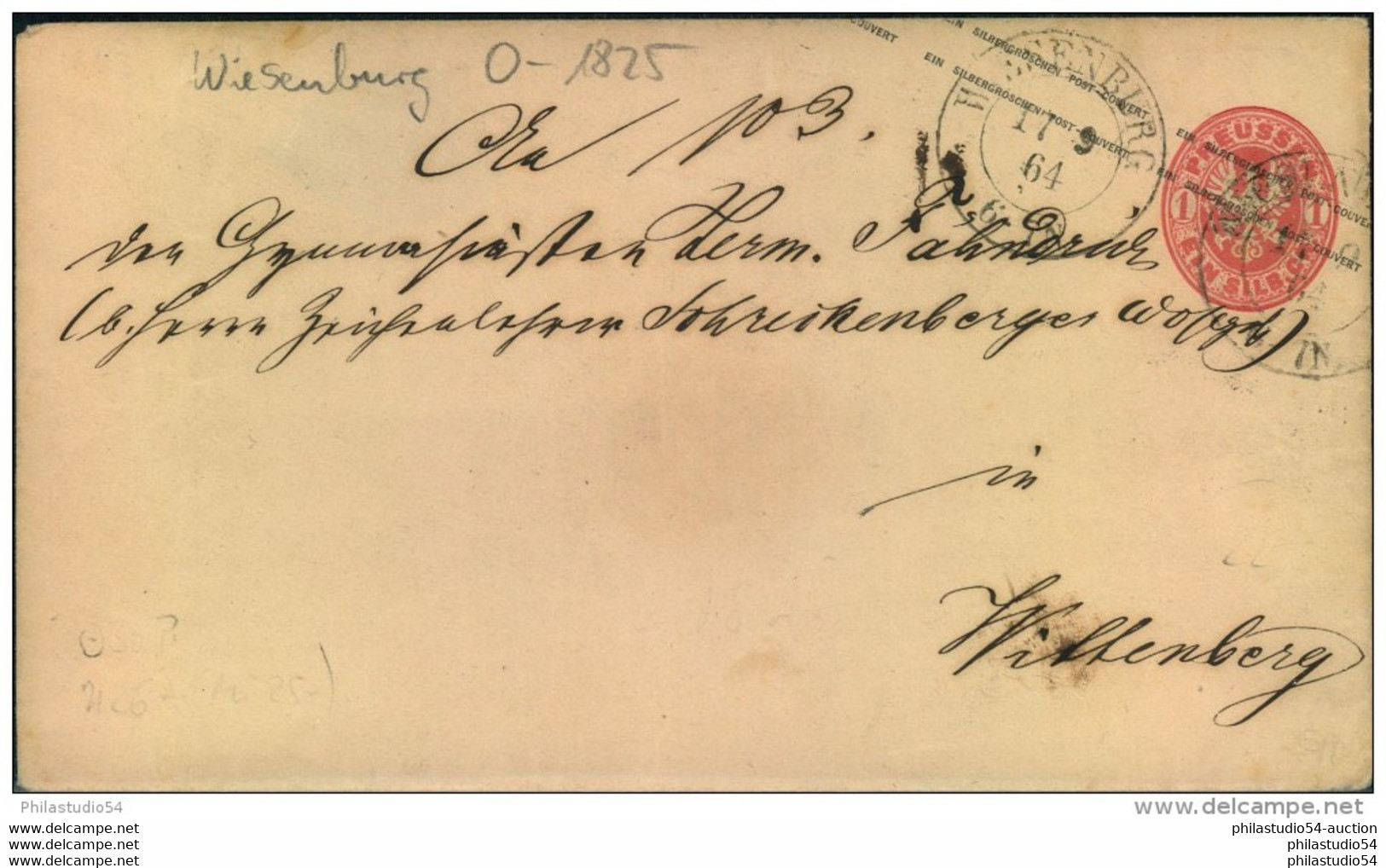 WIESENBURG, 1864  1 Sgr. Ganzsachenumschlag Nach Wittenberg - Brandenburg - Interi Postali