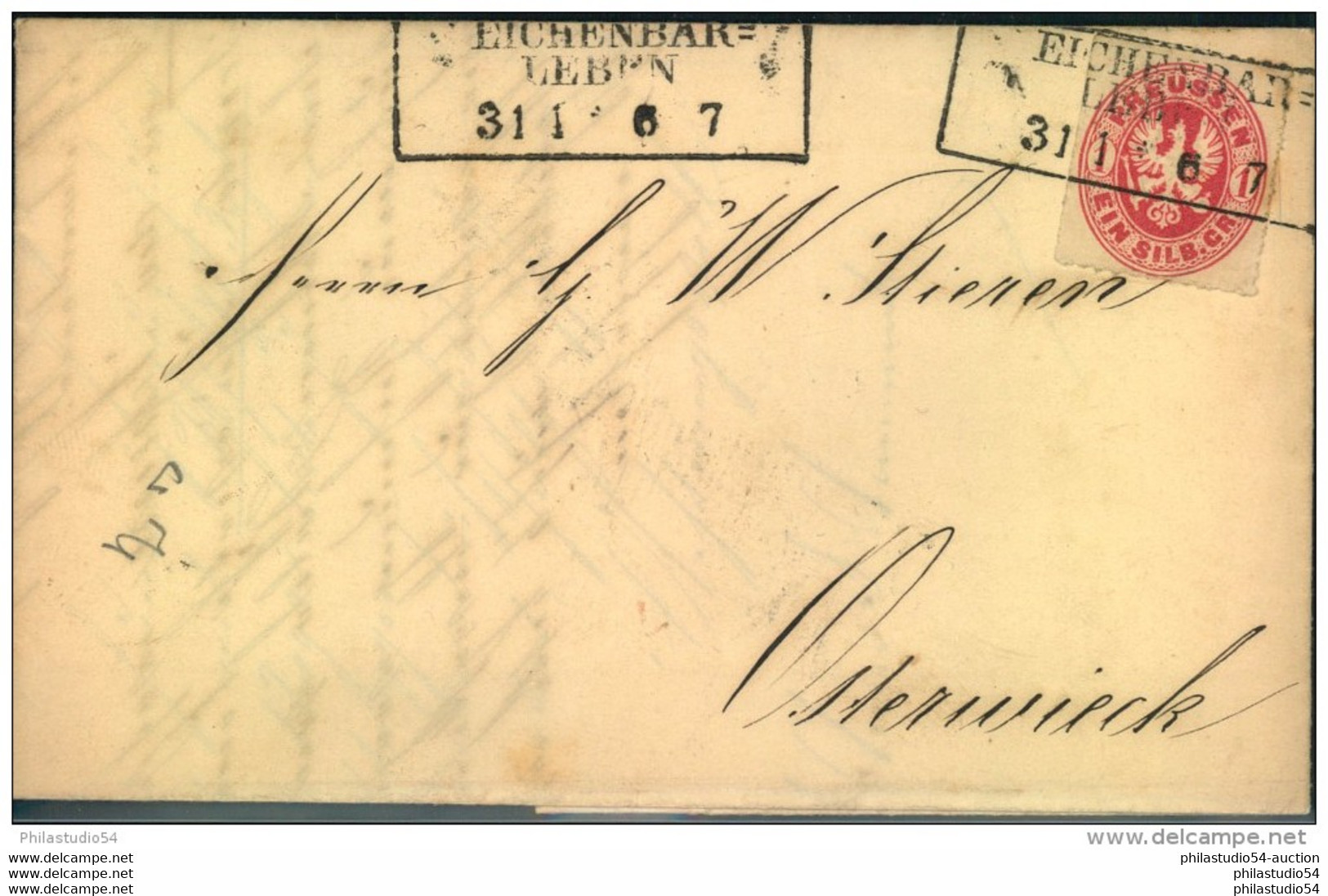 EICHENBAR-LEBEN, 1867 Brief Mit 1 Sgr. Wappen Nach Osterwieck- Brandenburg - Covers & Documents