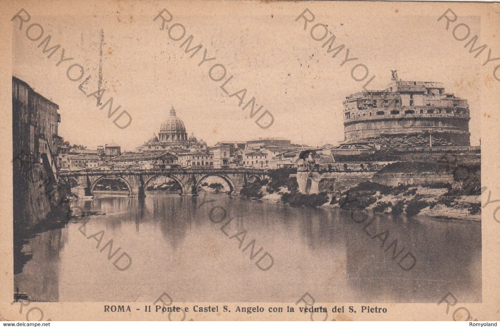 CARTOLINA  ROMA,LAZIO.IL PONTE E CASTEL S.ANGELO CON LA VEDUTA DEL S.PIETRO,BELLA ITALIA,STORIA,CULTURA,VIAGGIATA 1928 - Bruggen