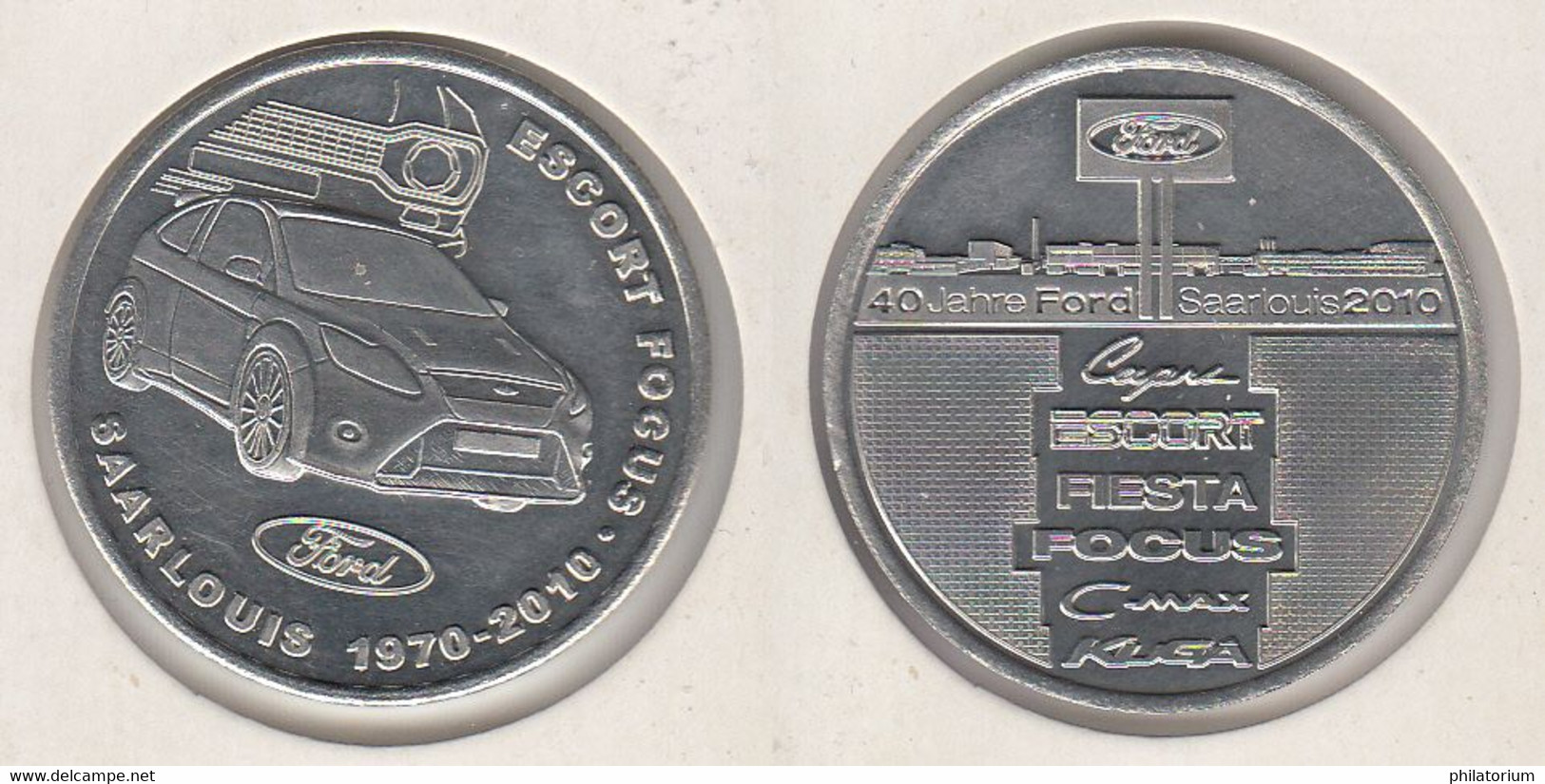 ALLEMAGNE  SAARLOUIS 1970 2010 FORD Lancement Escort Focus  DEUTSCHLAND  Jeton Médaille Token - Professionnels/De Société