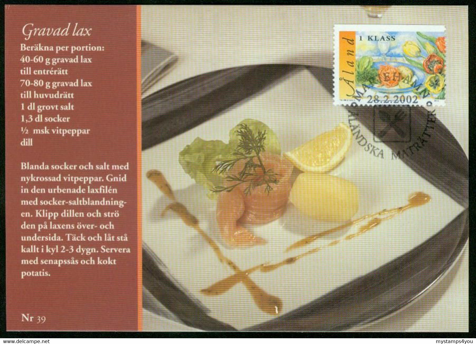 Mk Aland Islands Maximum Card 2002 MiNr 203 | Traditional Dishes. Spiced Salmon And New Potatoes - Aland