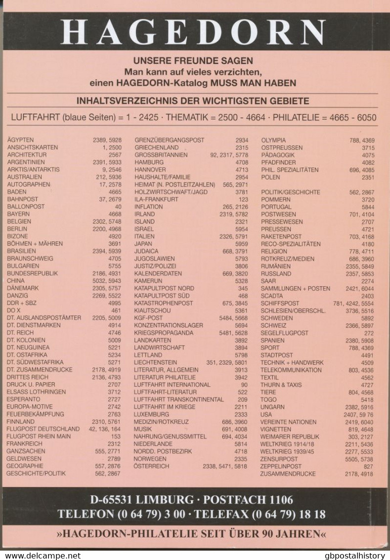 LITERATUR AC Hagedorn Spezialauktion Inkl. Luftfahrt Auktion 4. Oktober 2003 - Catalogues De Maisons De Vente