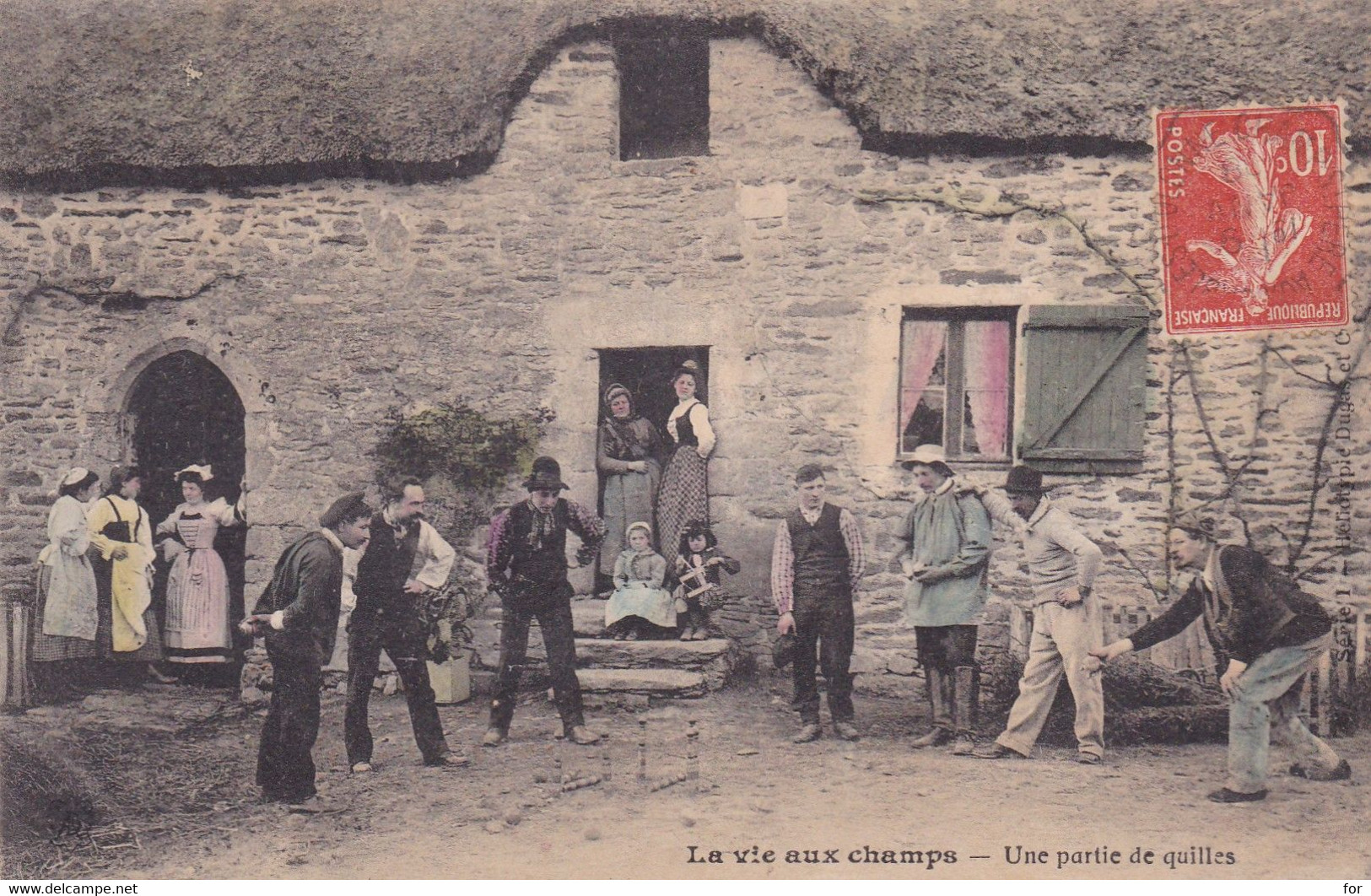 Jeux : Jeux Régionaux : Une Partie De Quilles : " La Vie Aux Champs " : Folklore - Costumes : Agriculture : Colorisée - Regional Games