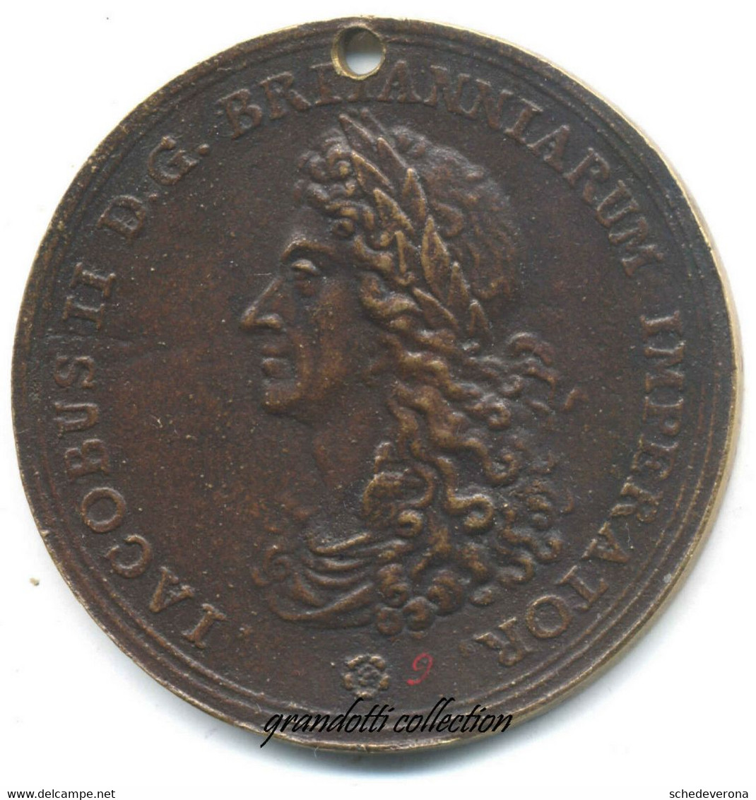 JAQUES STUART IMPERATORE BRITANNIA 1689 MEDAGLIA CELEBRATIVA VISITA PARIGI - Royaux/De Noblesse