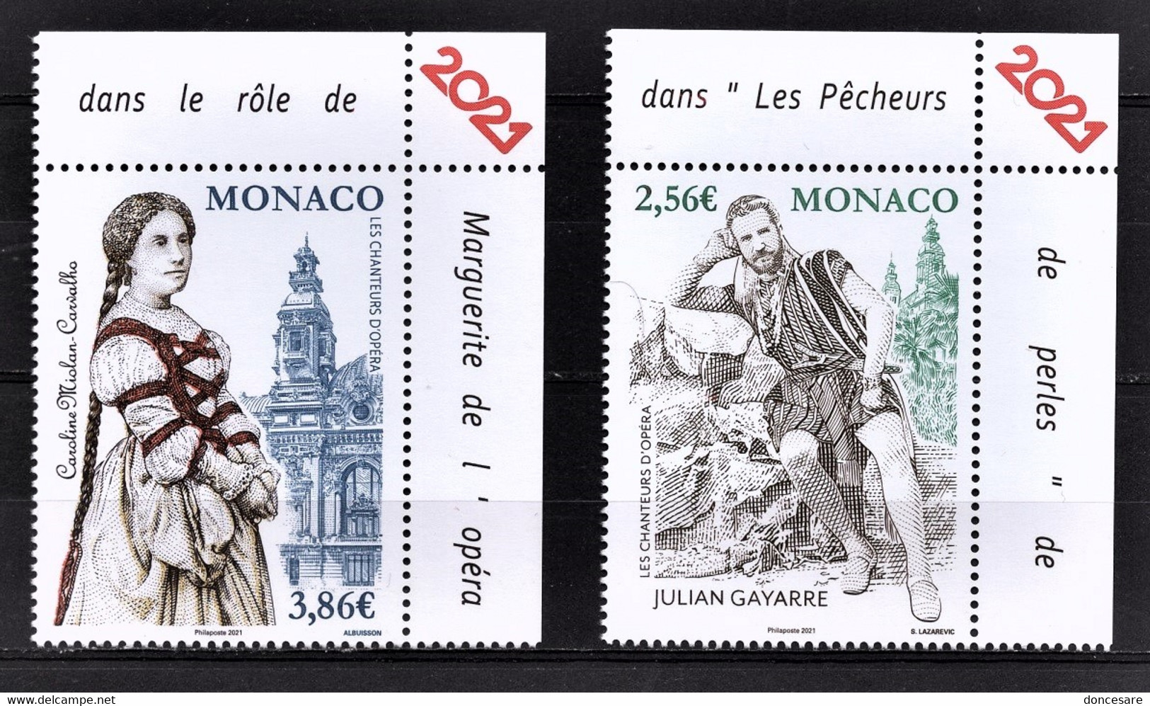 MONACO 2021 - SERIE / LES CHANTEURS D'OPÉRA - Y. T. N° 3262 ET 3263  / NEUFS ** - Unused Stamps