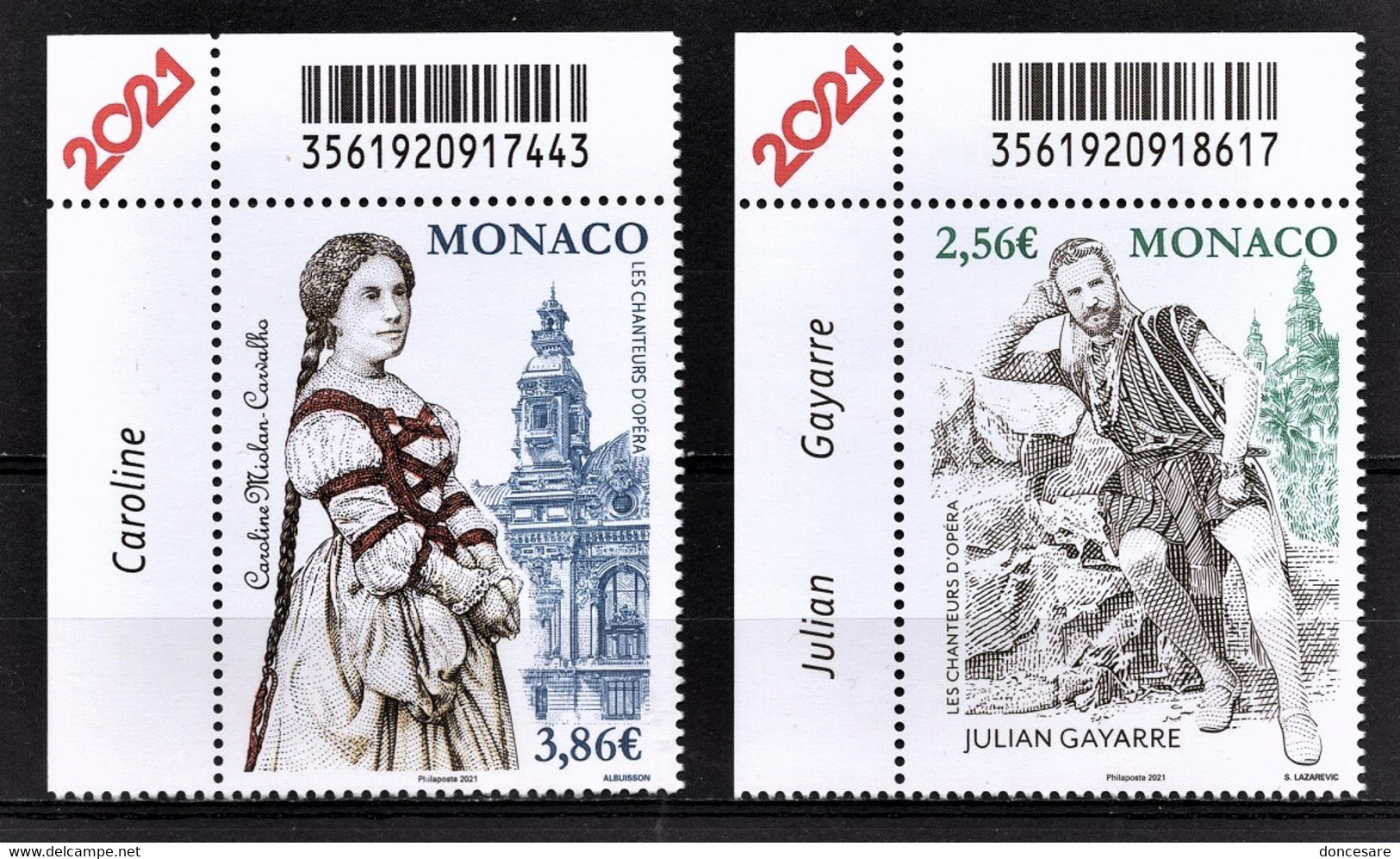 MONACO 2021 - SERIE / LES CHANTEURS D'OPÉRA - Y. T. N° 3262 ET 3263 / NEUFS ** - Unused Stamps