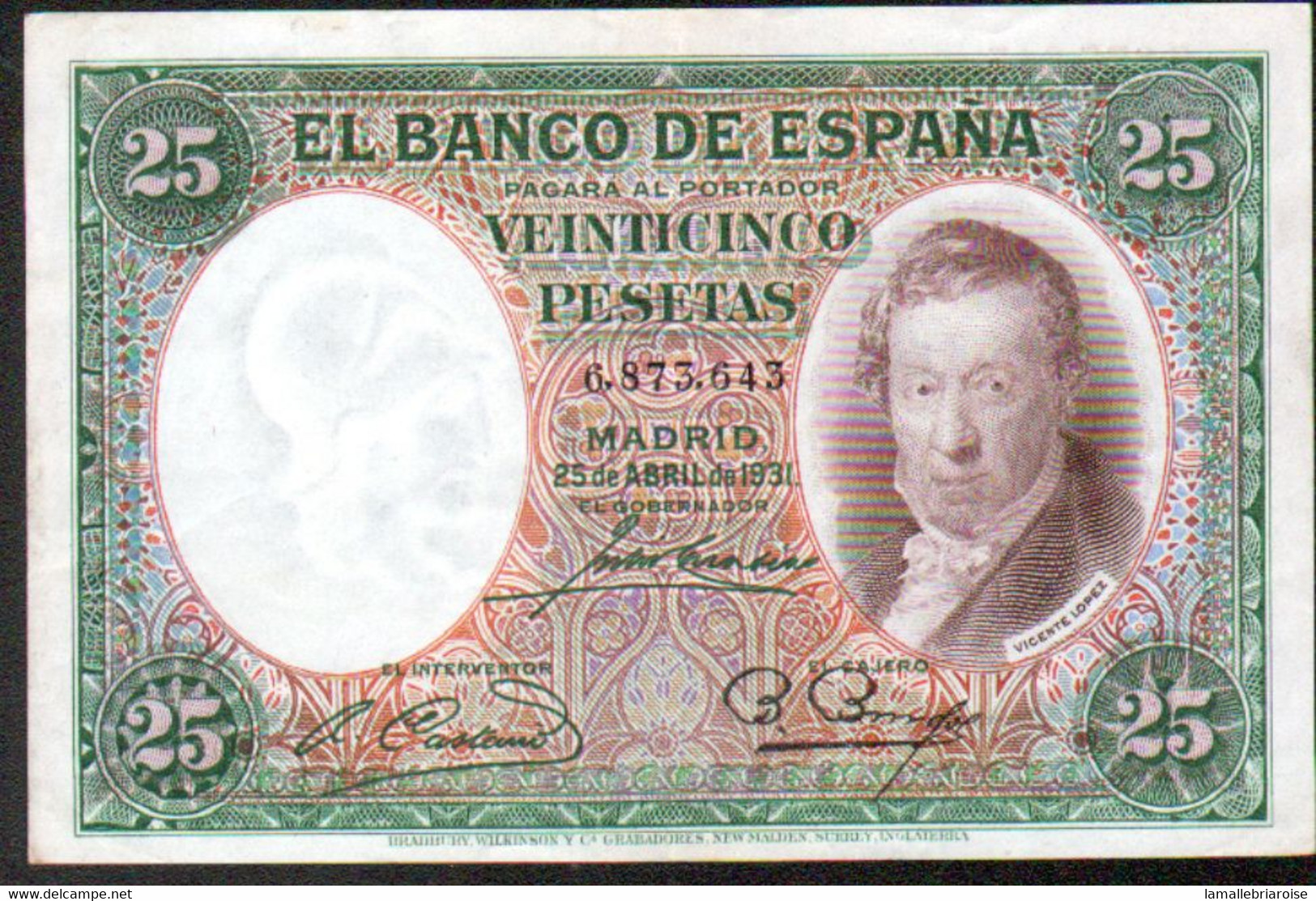 Espagne, Billet De 25 Pesetas 1931 - 25 Peseten