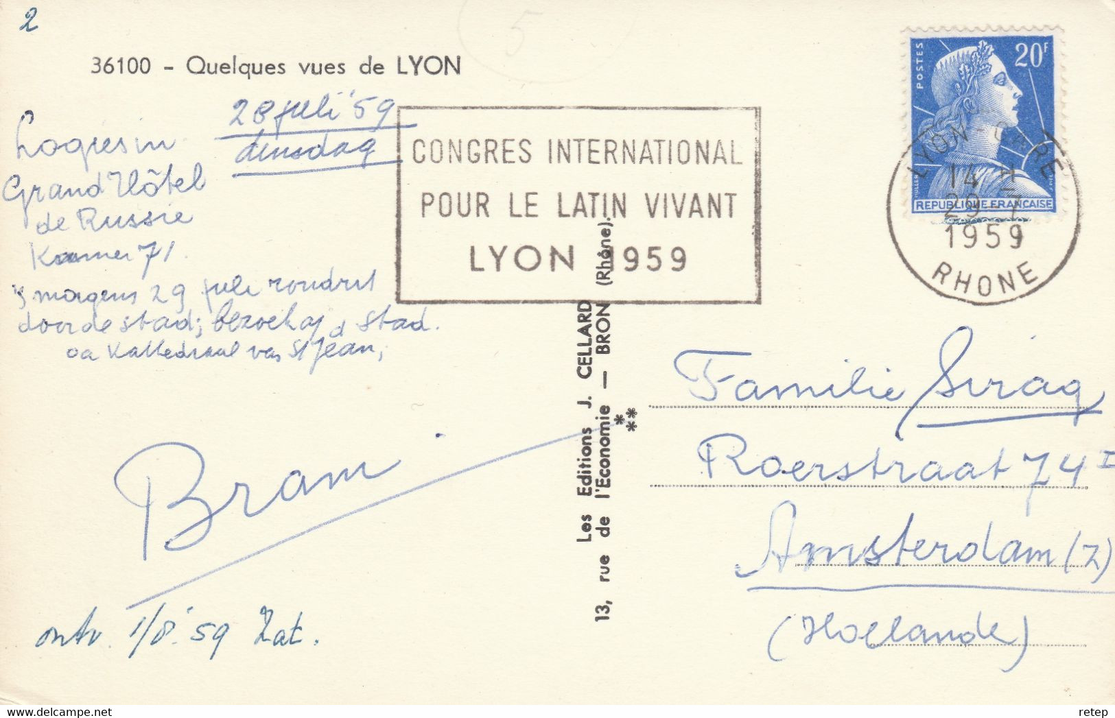 Frankrijk 1959, Gelegenheidsstempel Onderwijs  Int. Congres Voor Levend Latijn Lyon 1959 - Sonstige & Ohne Zuordnung