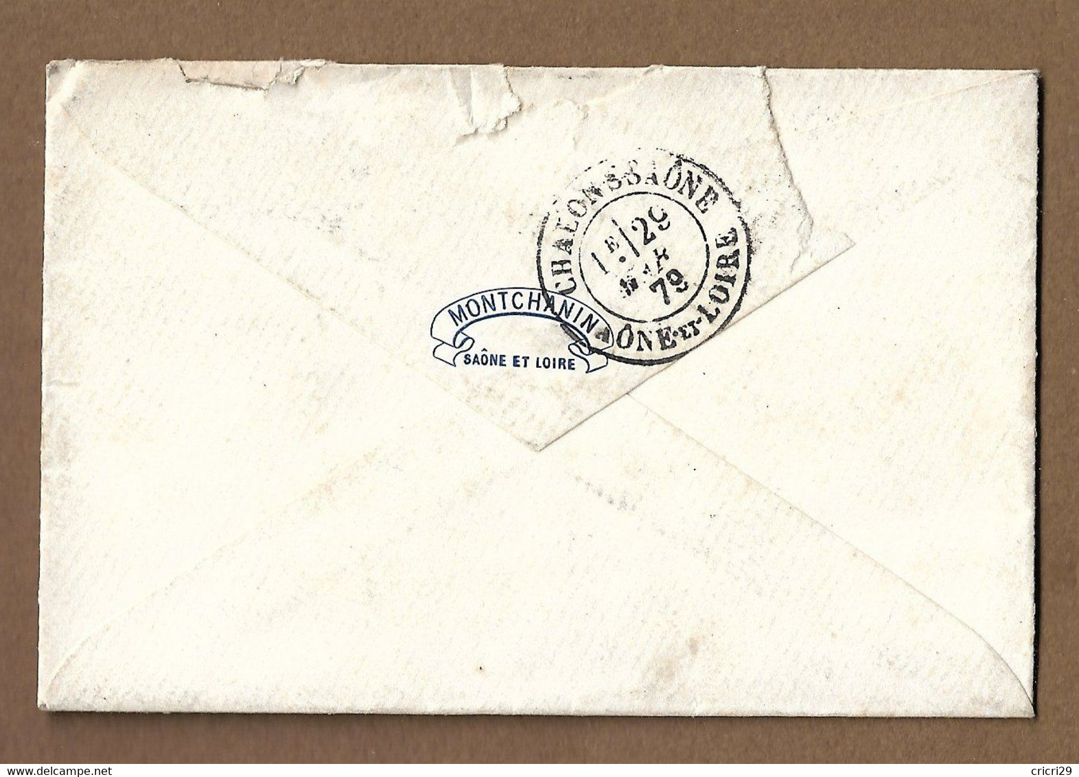 MONTCHANIN  : 1879 :  Cachet à Date  Type 19 Sur Sage 15c Bleu :  ( Saône Et Loire ) : - 1877-1920: Periodo Semi Moderno